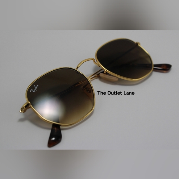 Model Display RayBan Hexagonal Gradient Brown RB3548N Gold Frame - Picture 7 of 16